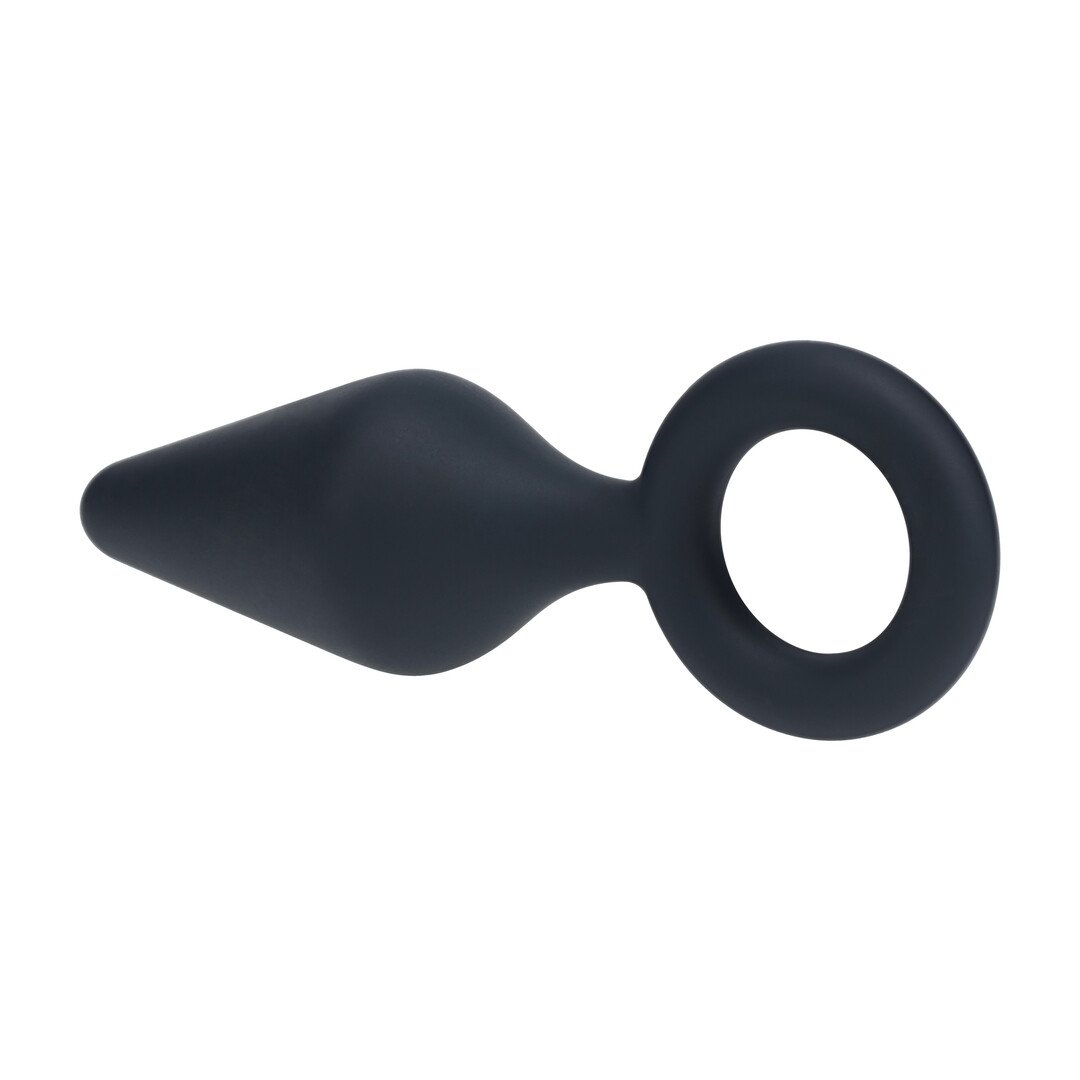 Silicone Anal Plug with Loop - L - Black 5