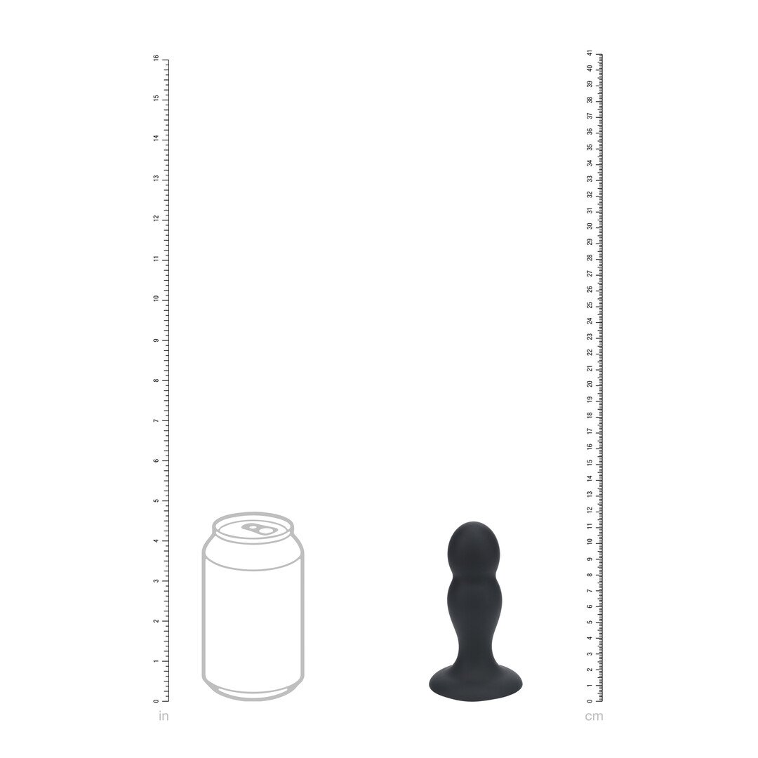Double Rattle Liquid Silicone Anal Plug - M - Black 4
