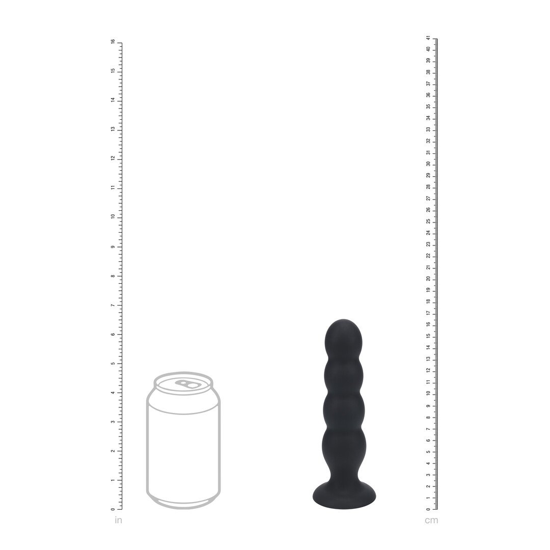 Quad Rattle Liquid Silicone Anal Plug - XL - Black 4