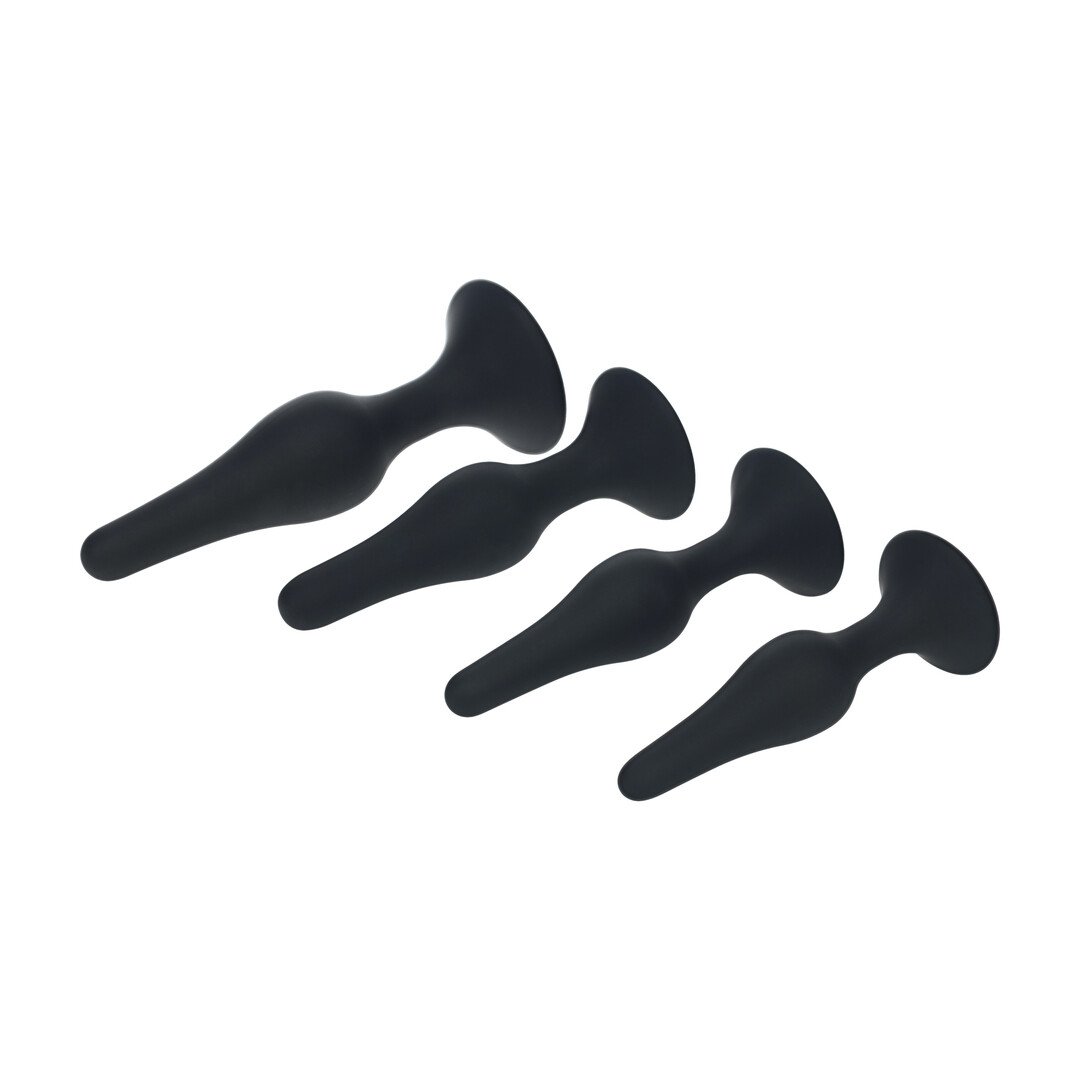 Slim Silicone Anal Plug Set of 4 - S/M/L/XL - Black 4