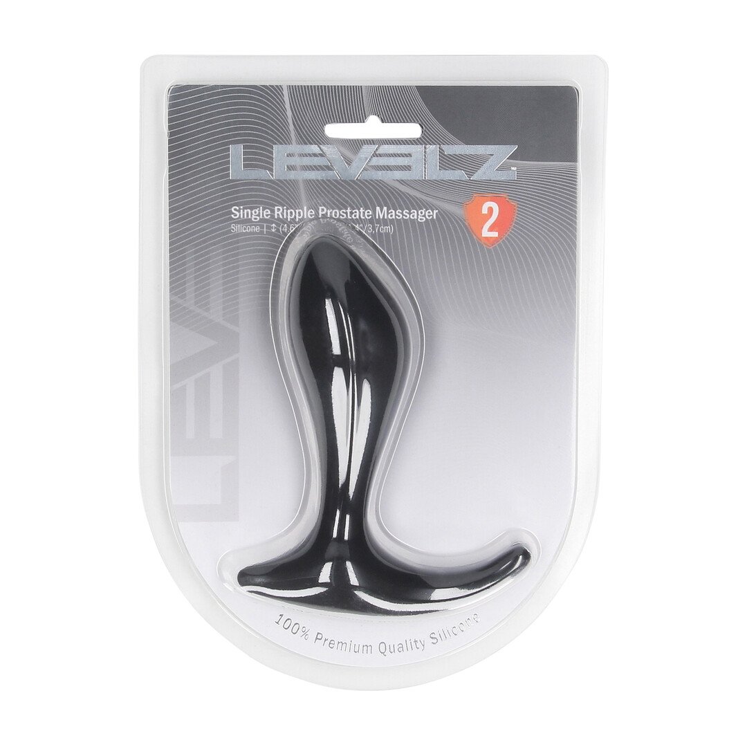 Single Ripple Silicone Prostate Massager - Black 2