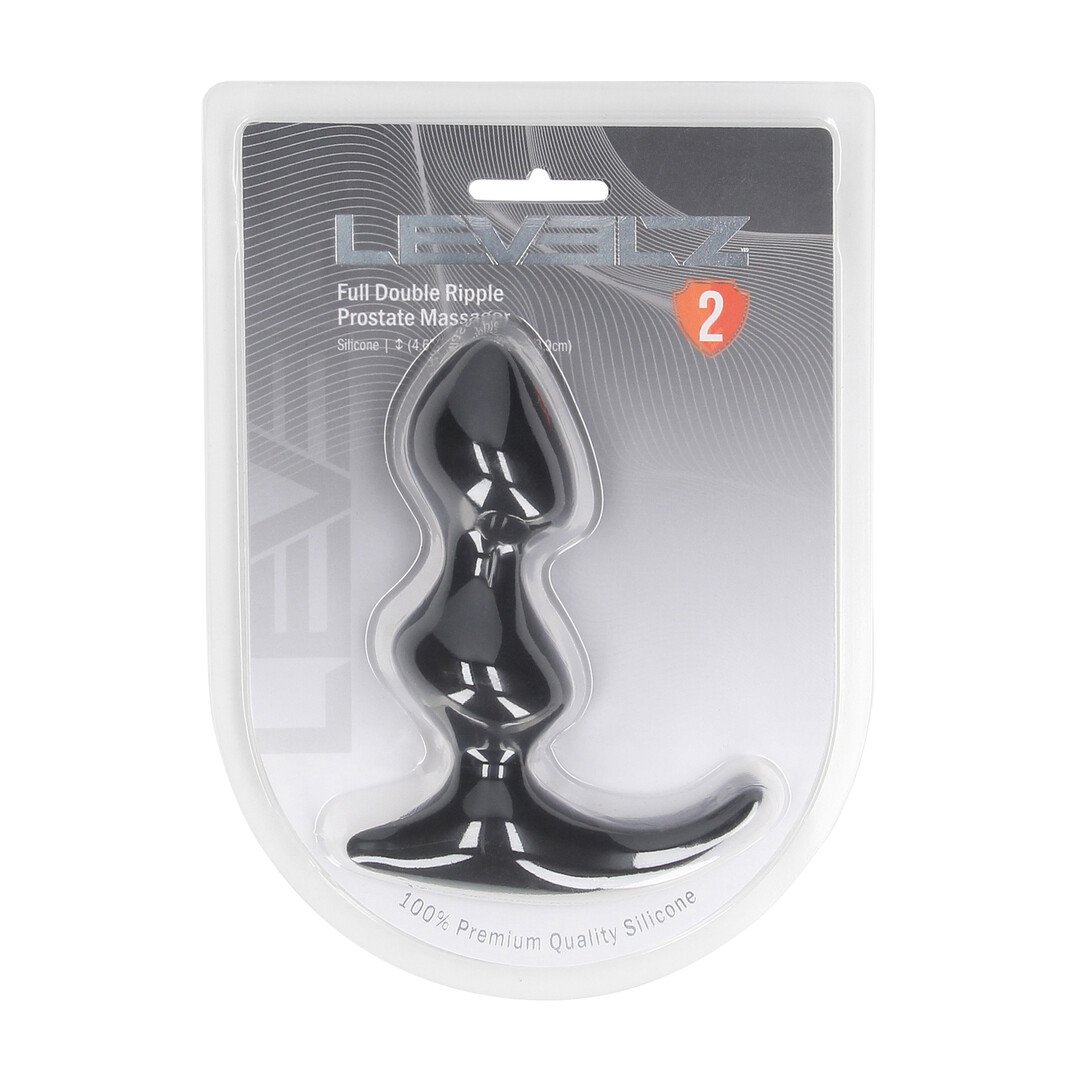 Full Double Ripple Silicone Prostate Massager - Black 2
