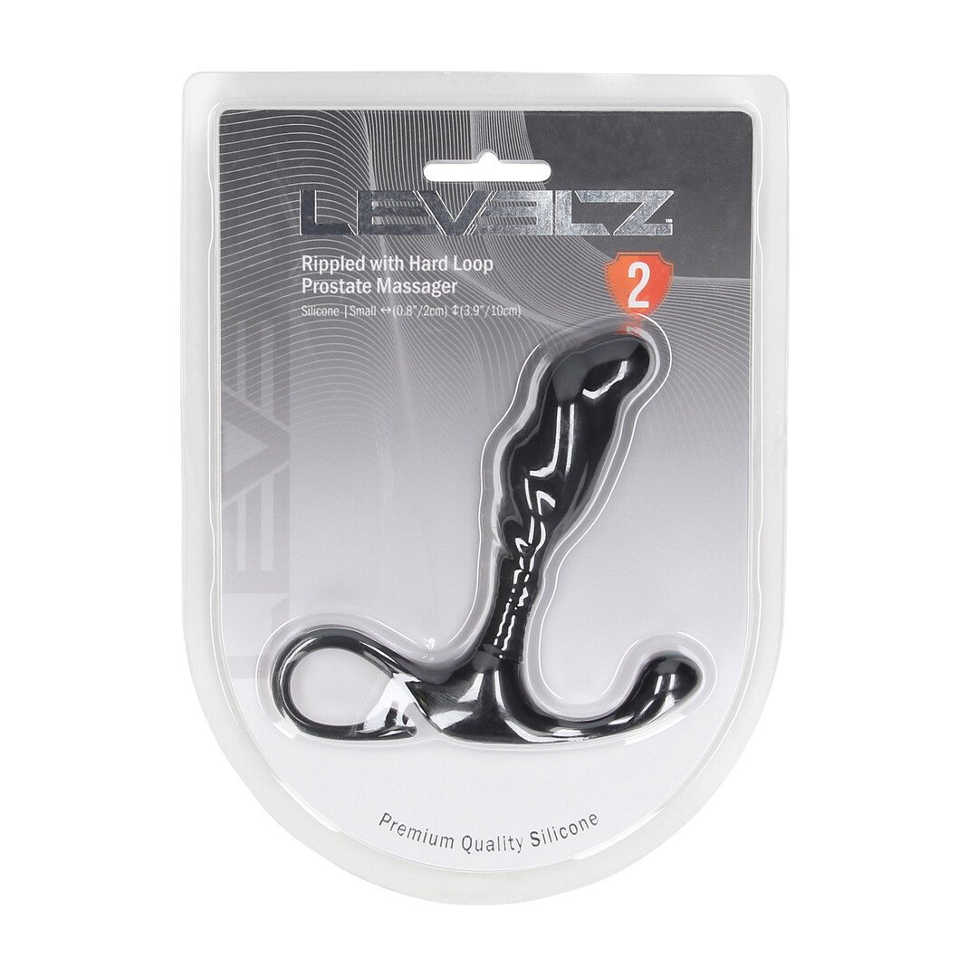 Rippled with Hard Loop Silicone Prostate Massager - S - Black 2