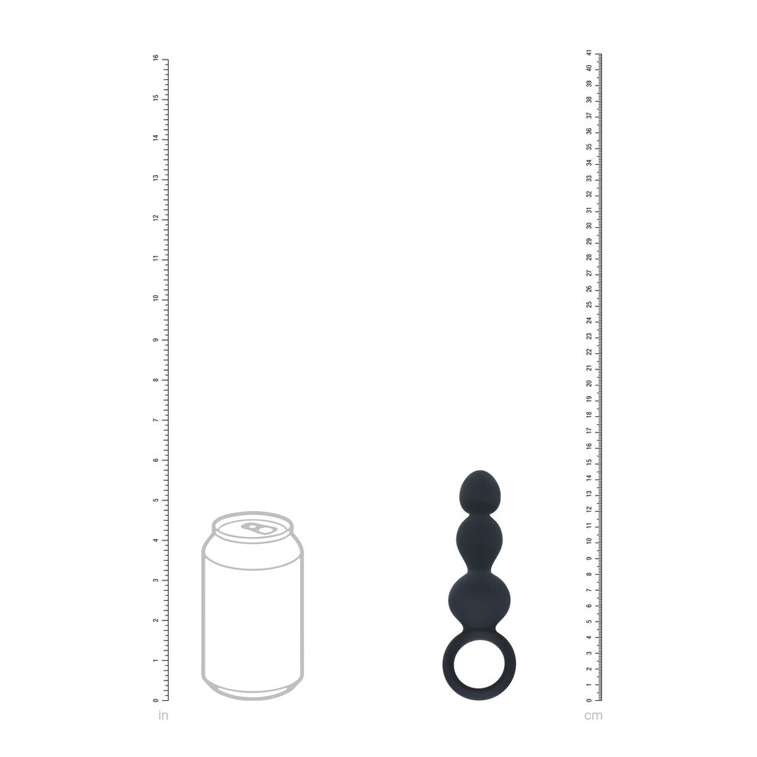 Beaded Silicone Anal Probe with Loop - Black 5