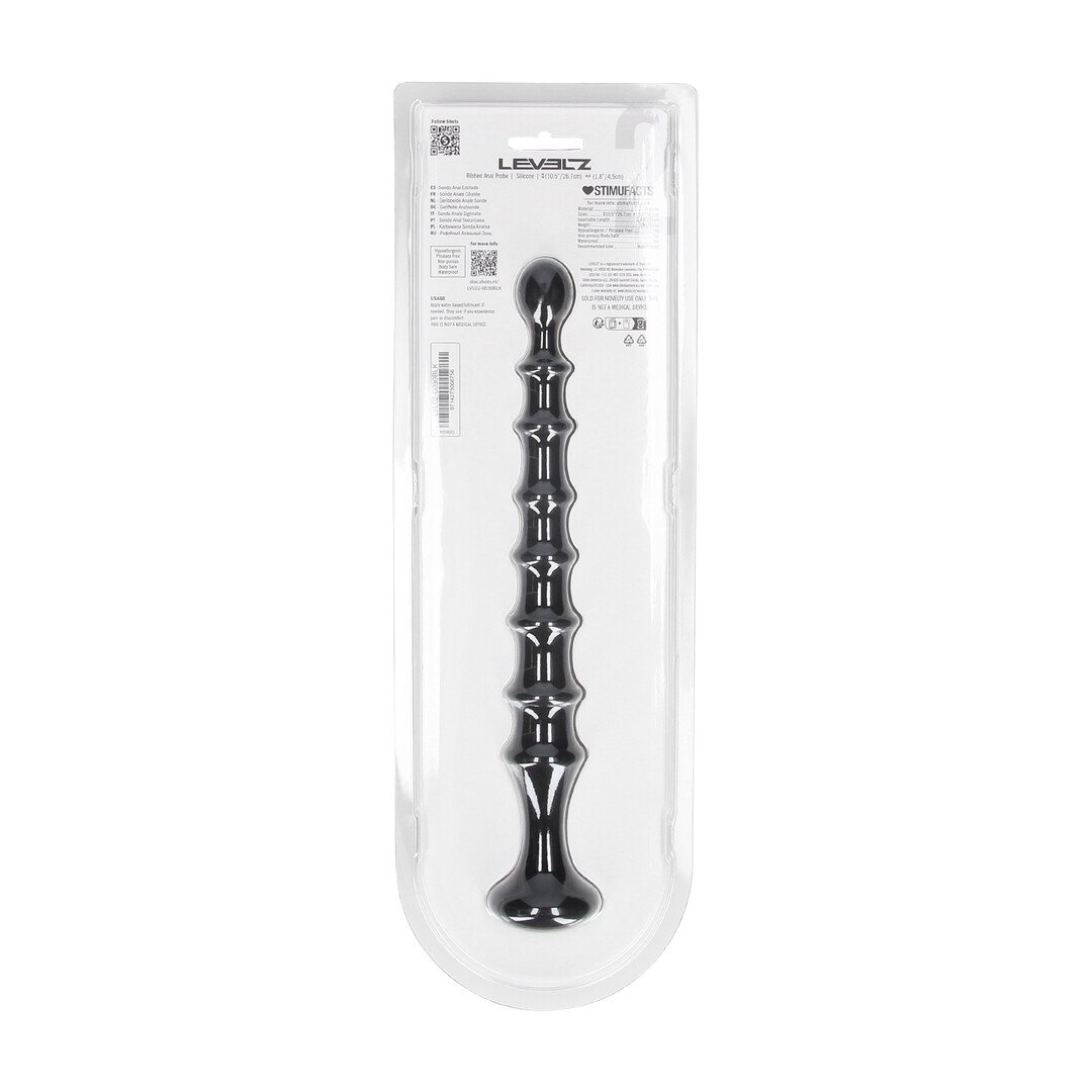 Ribbed Silicone Flared Anal Probe - Black 3