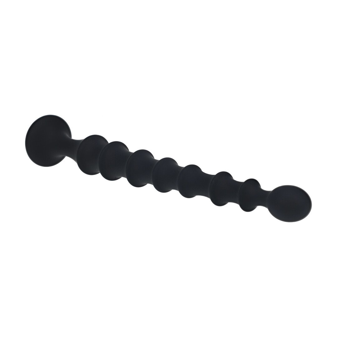 Ribbed Silicone Flared Anal Probe - Black 4