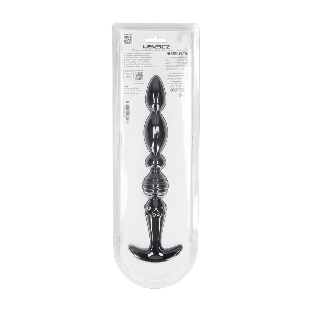 Multi Textured Silicone Flared Anal Probe - Black 3