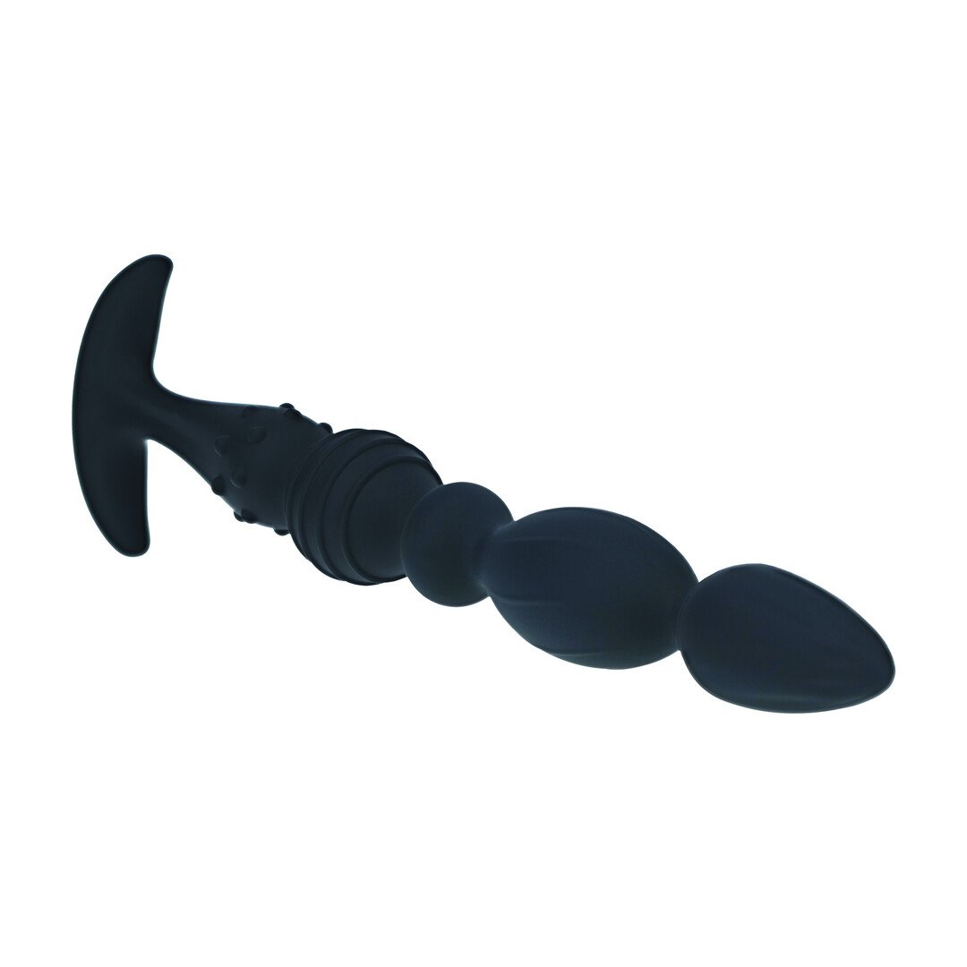 Multi Textured Silicone Flared Anal Probe - Black 4