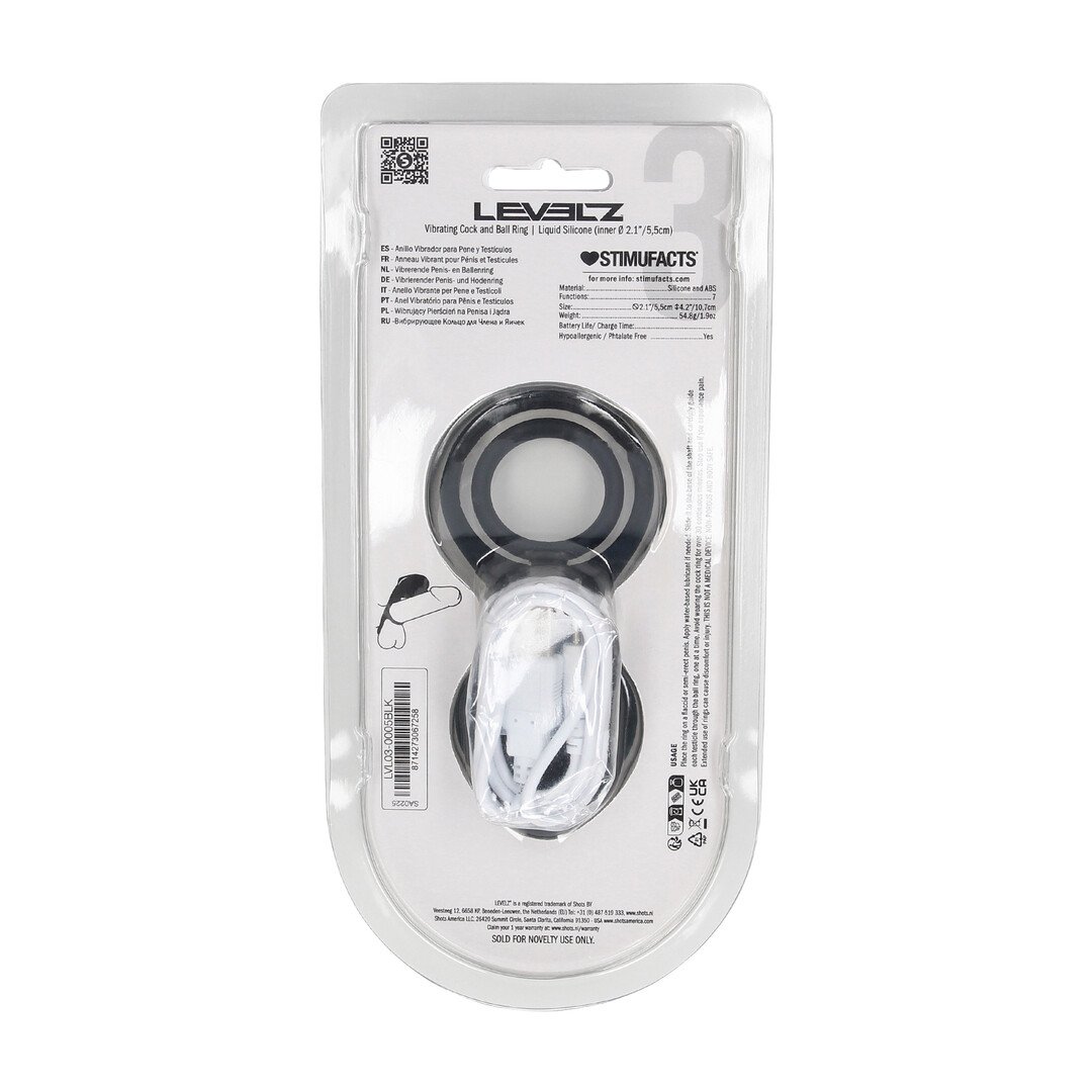 Vibrating Cock and Ball Ring with Winged Stimulator - Black 2