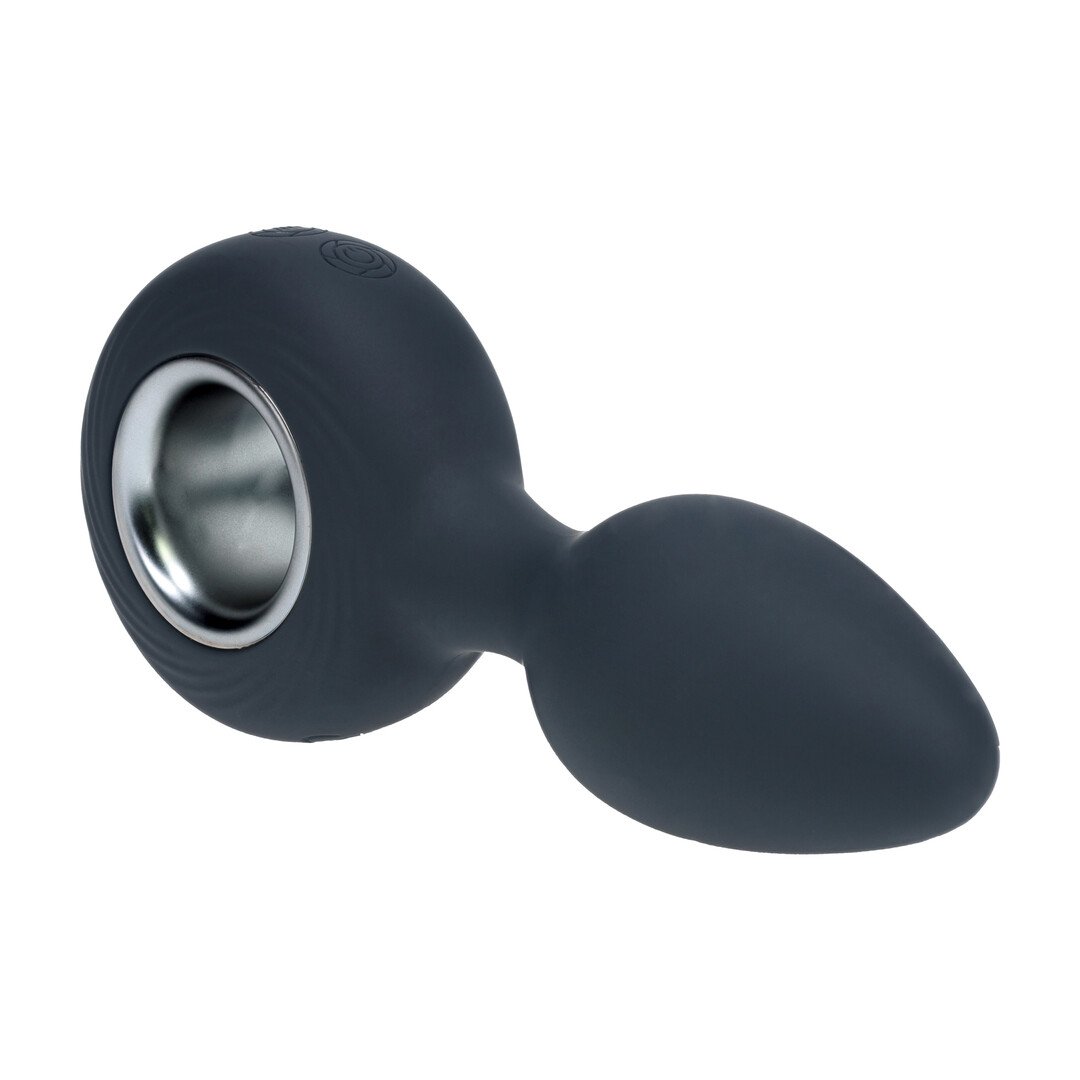 Vibrating Silicone Anal Plug with Loop - Black 5