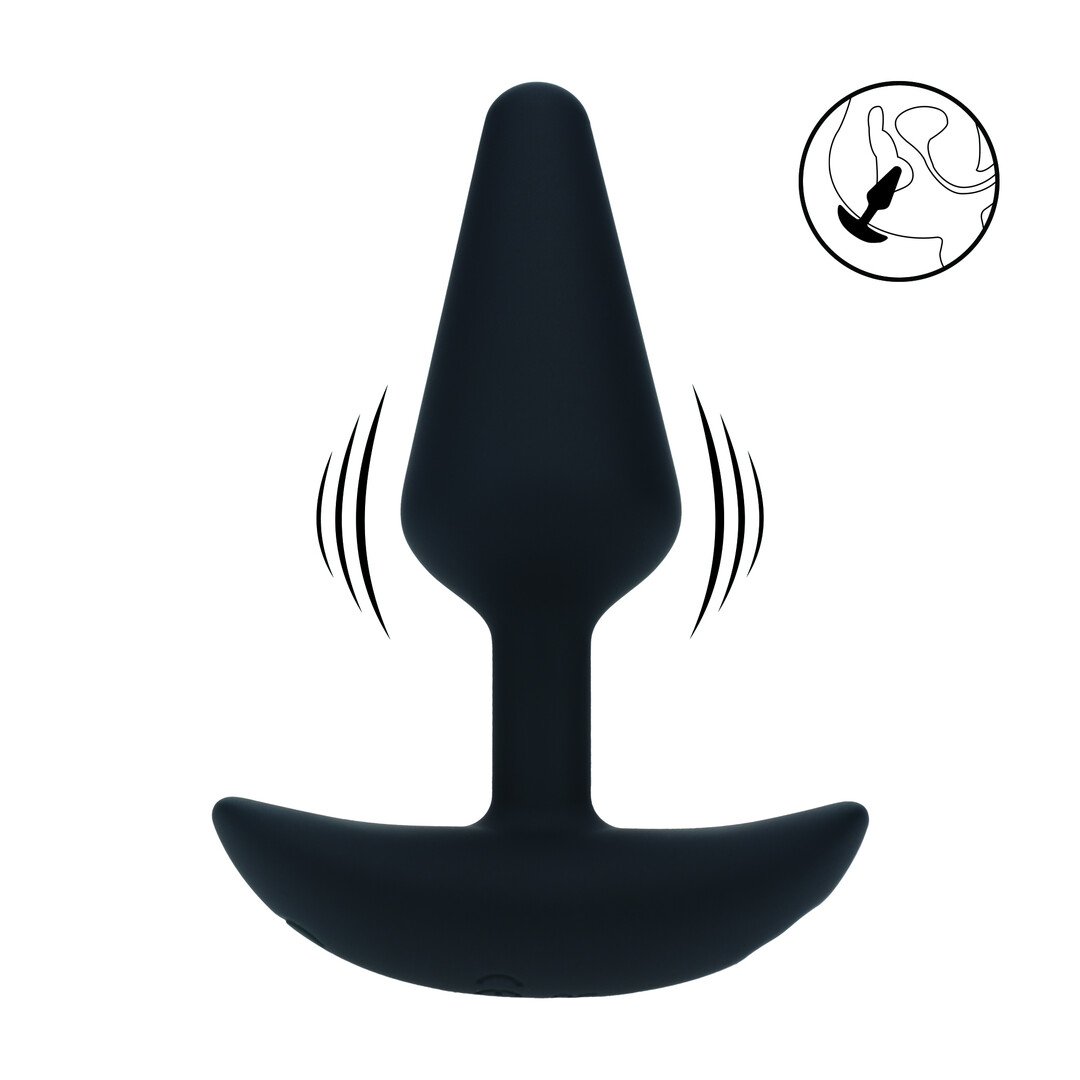 Classic Vibrating Silicone Anal Plug - S - Black
