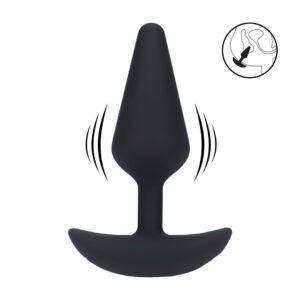 Classic Vibrating Silicone Anal Plug - M - Black