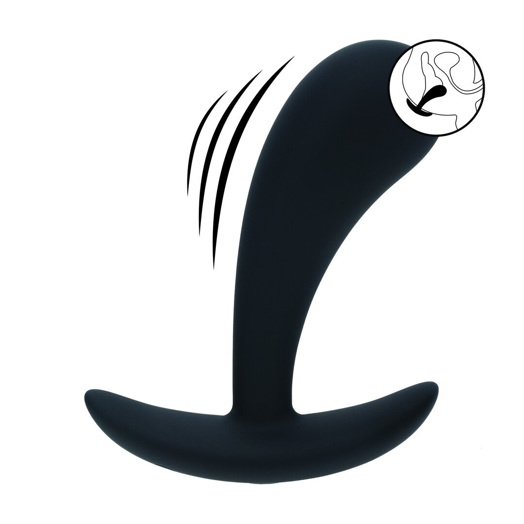 Vibrating Silicone Prostate Stimulator Anal Plug - S - Black