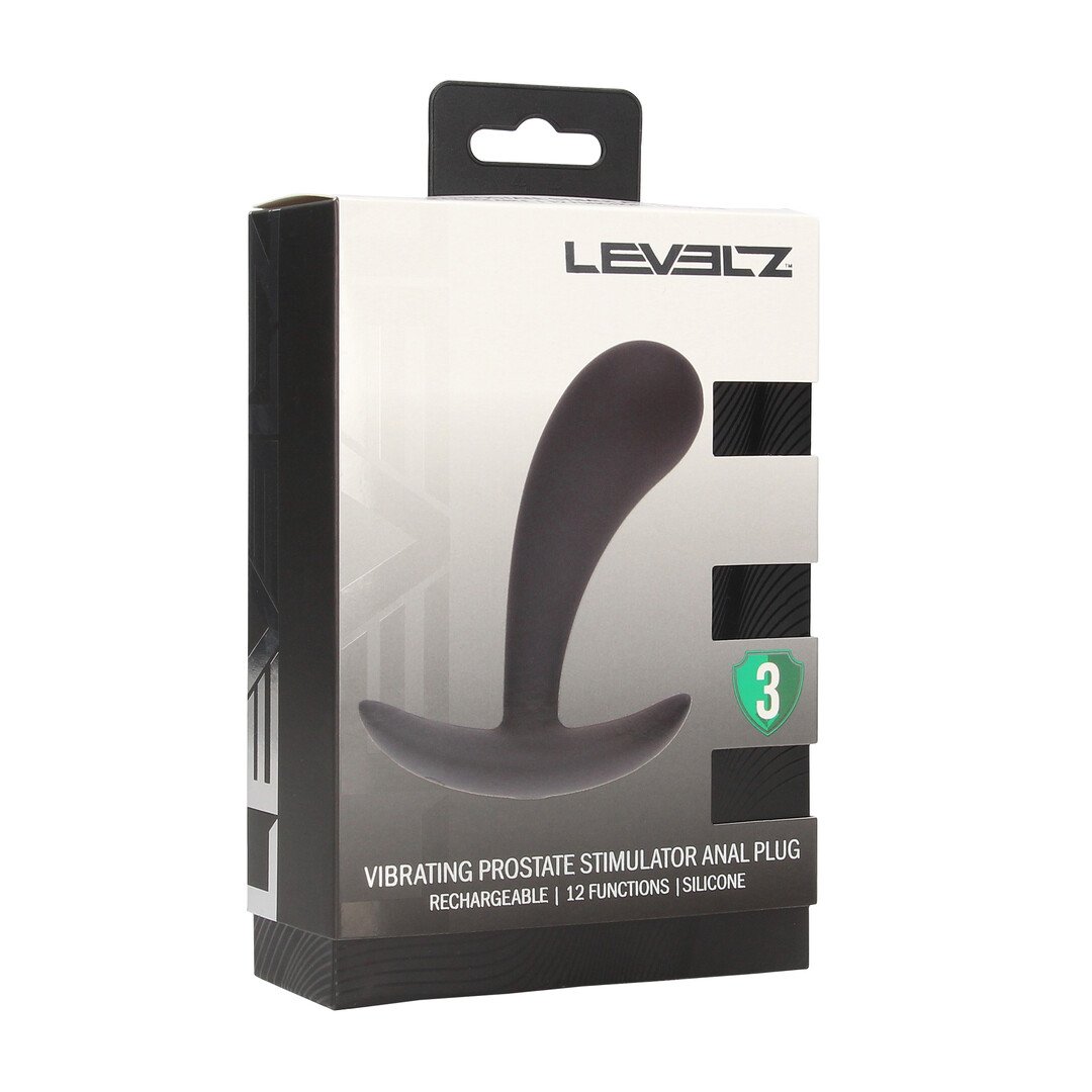 Vibrating Silicone Prostate Stimulator Anal Plug - S - Black 2