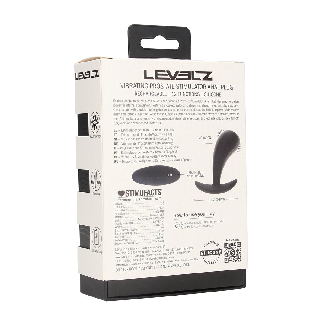 Vibrating Silicone Prostate Stimulator Anal Plug - S - Black 3