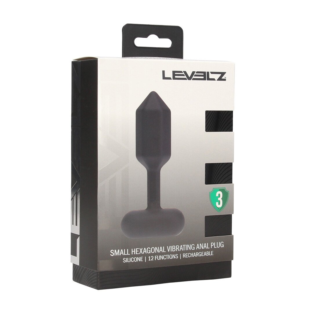 Hexagonal Vibrating Silicone Anal Plug - S - Black 2