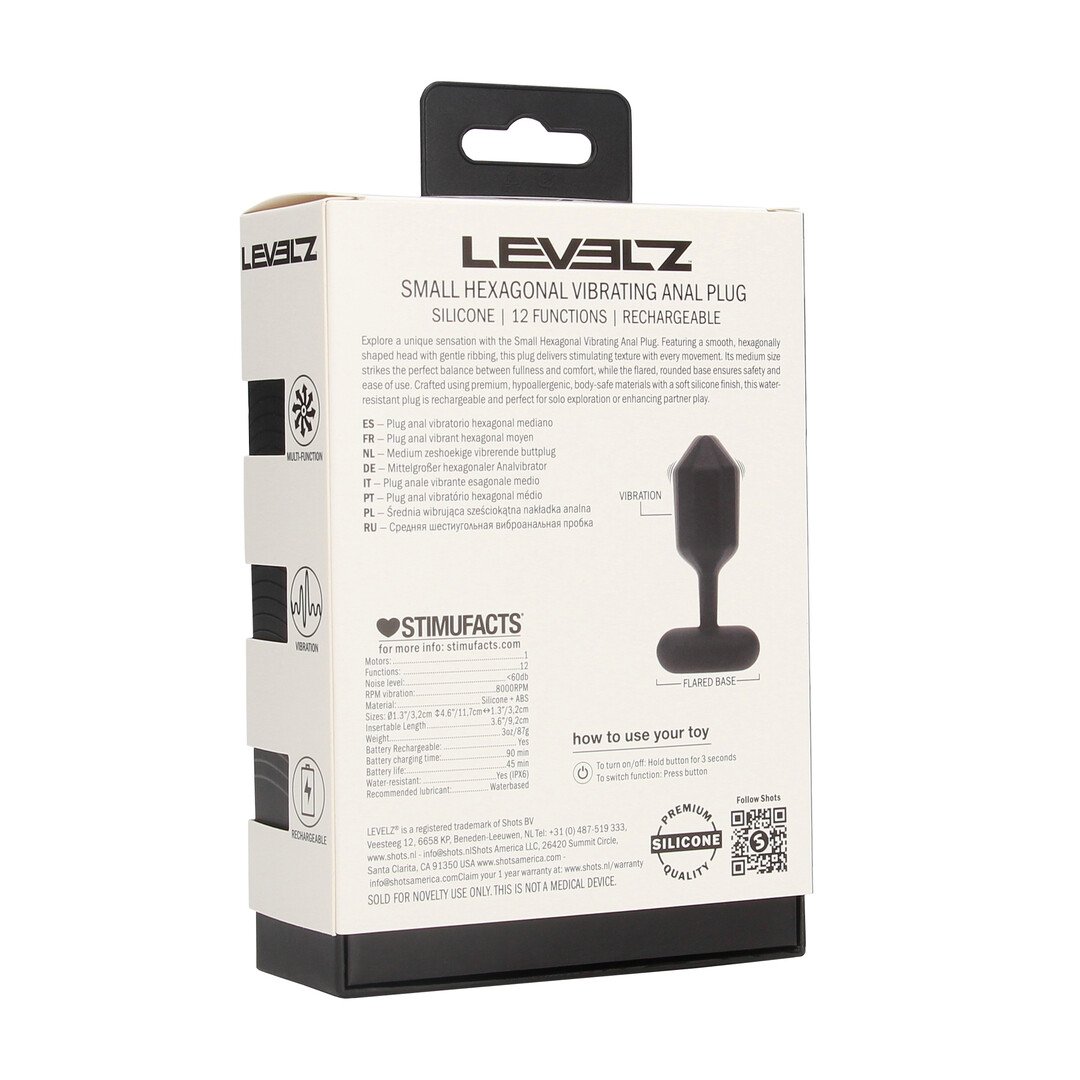 Hexagonal Vibrating Silicone Anal Plug - S - Black 3