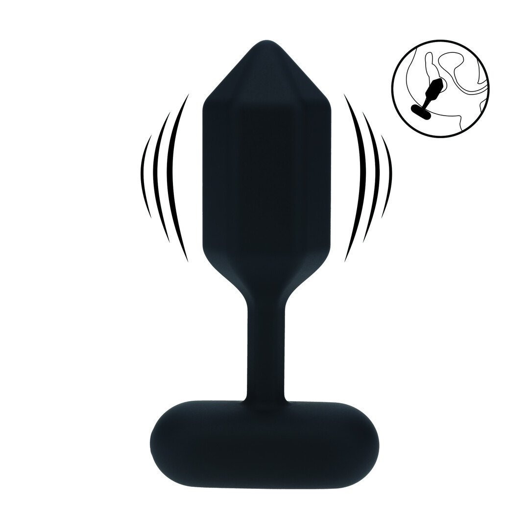 Hexagonal Vibrating Silicone Anal Plug - S - Black