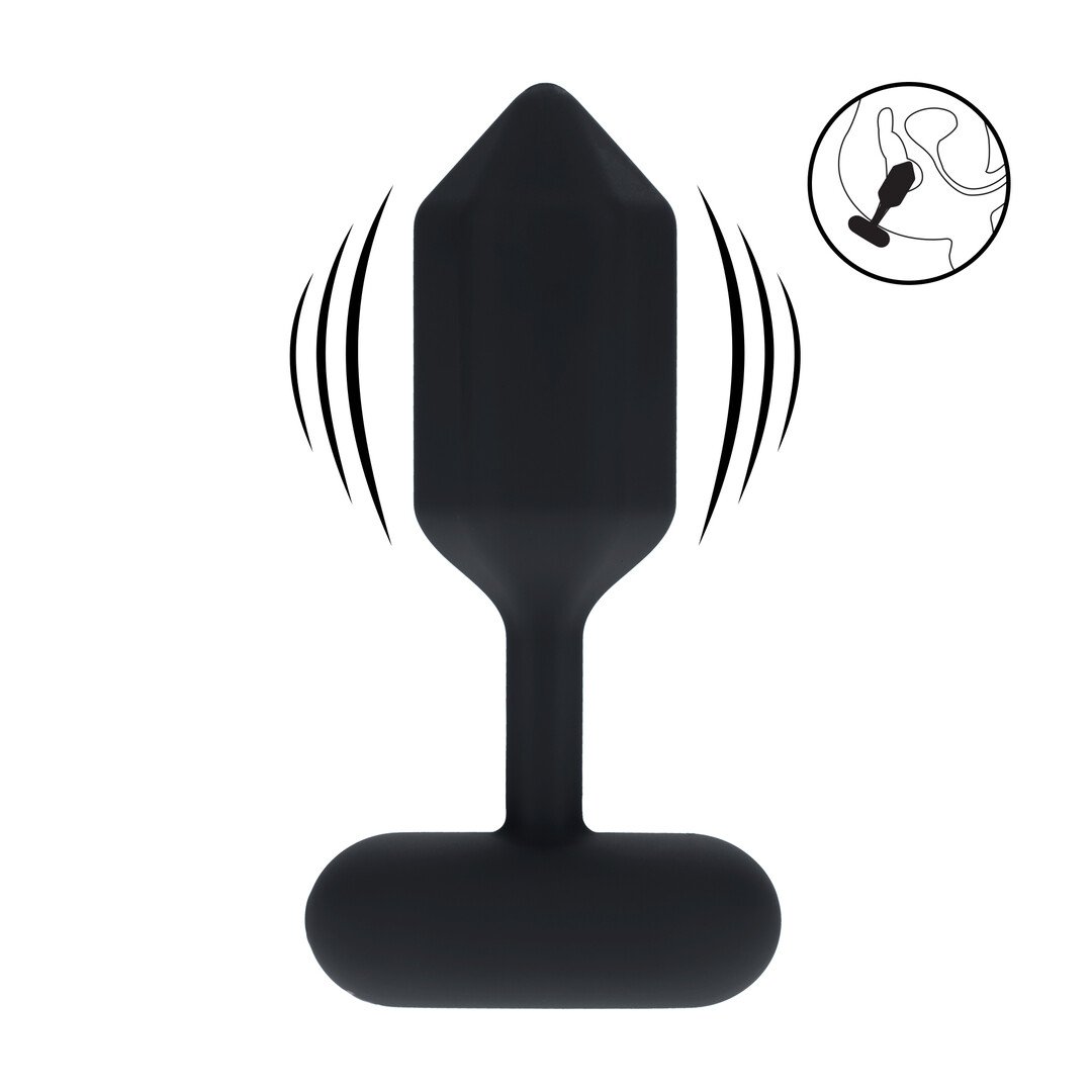 Hexagonal Vibrating Silicone Anal Plug - M - Black