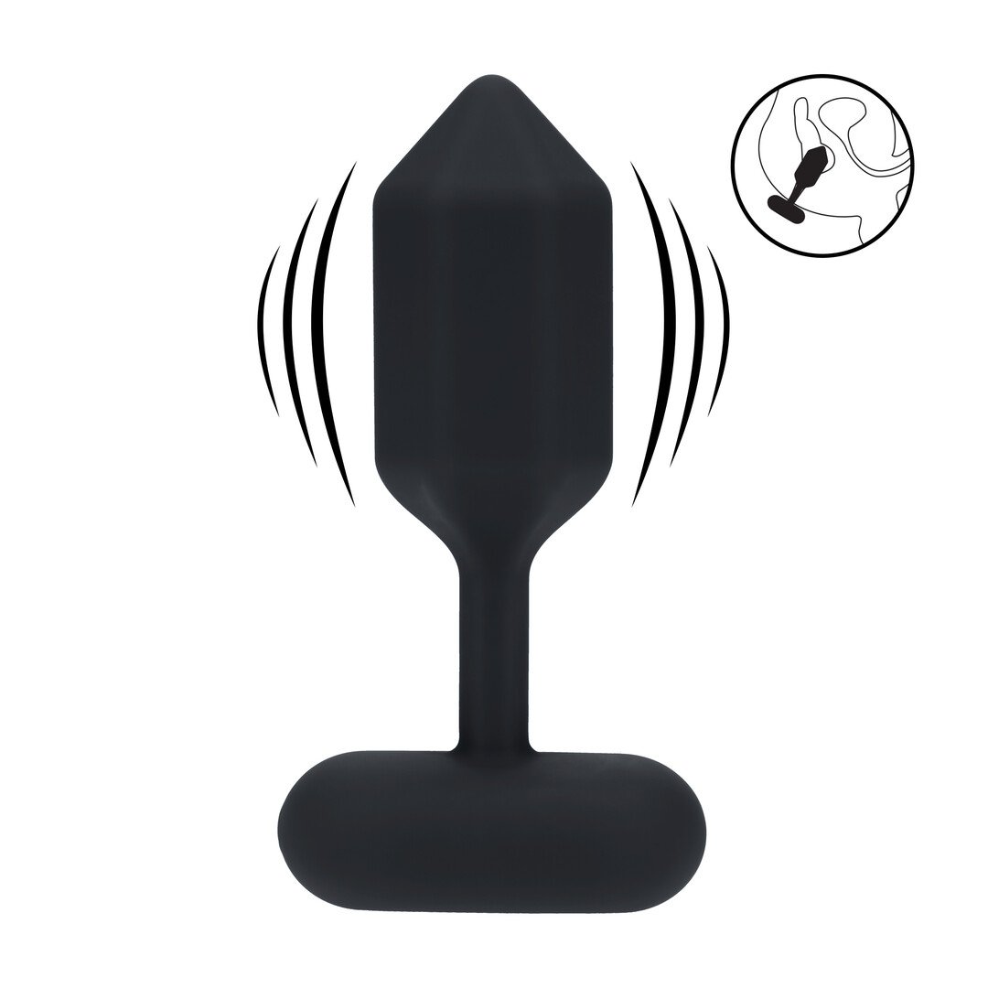 Hexagonal Vibrating Silicone Anal Plug - L - Black