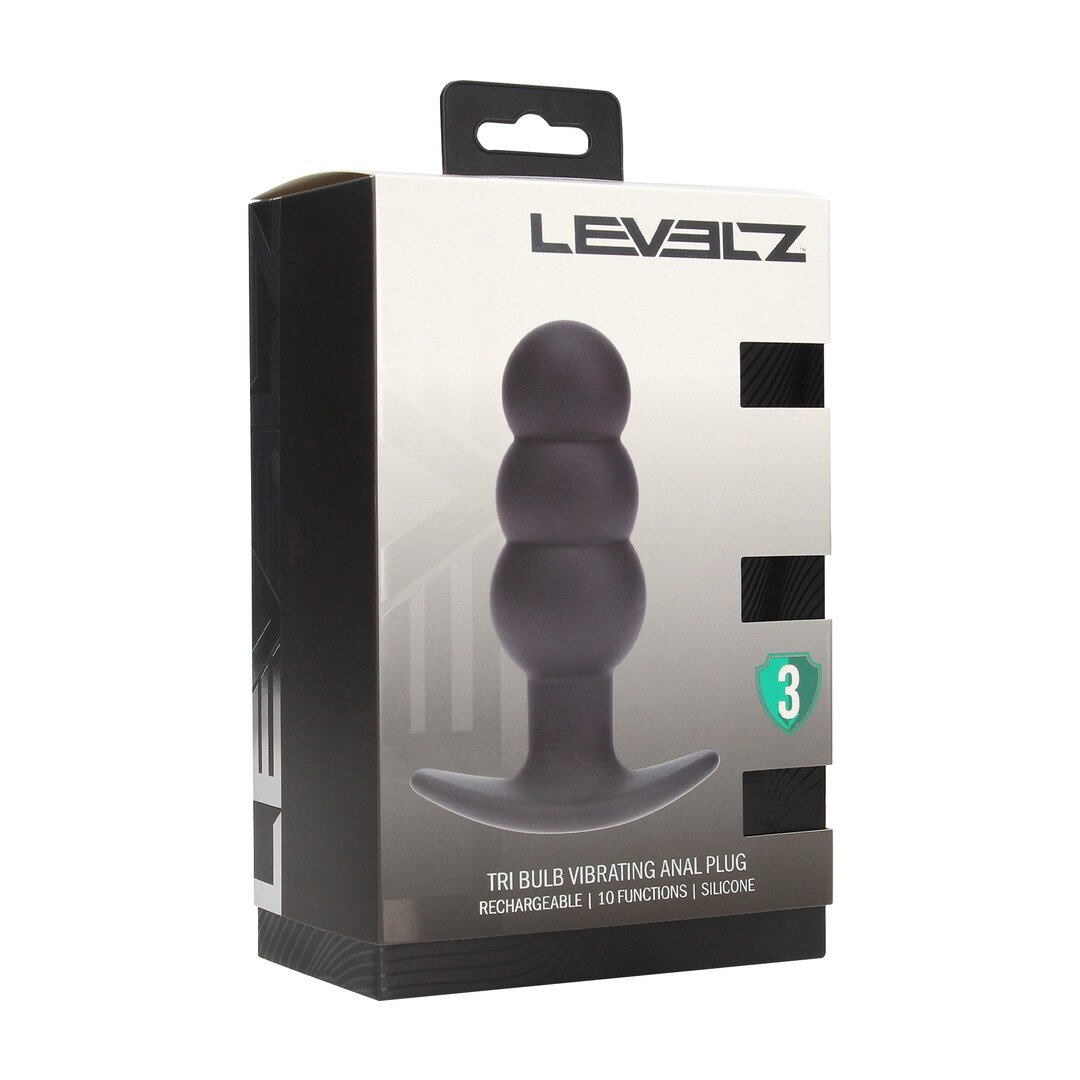 Tri Bulb Vibrating Silicone Anal Plug - Black 2
