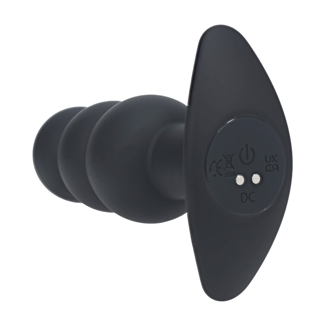 Tri Bulb Vibrating Silicone Anal Plug - Black 5