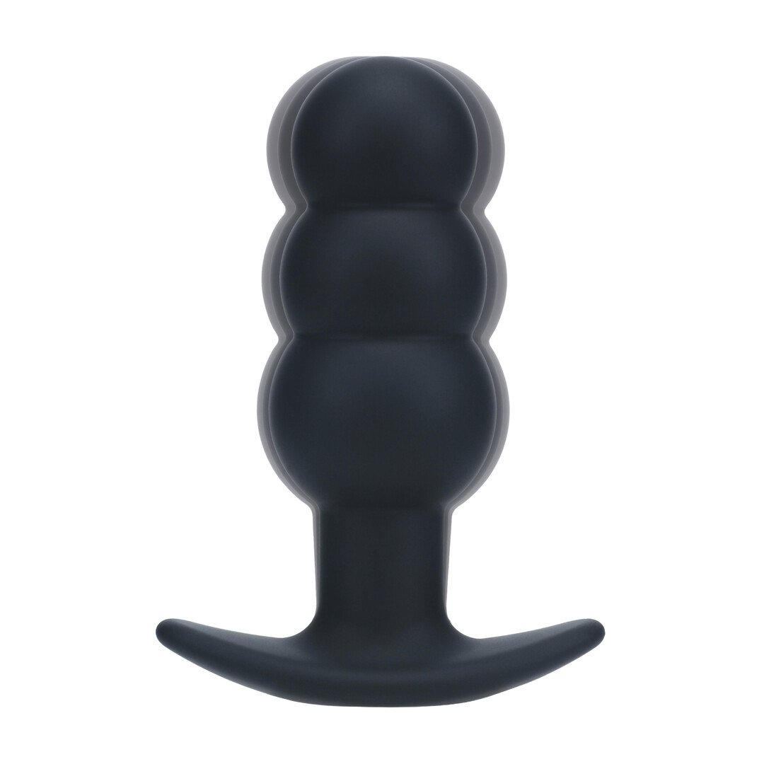Tri Bulb Vibrating Silicone Anal Plug - Black 6