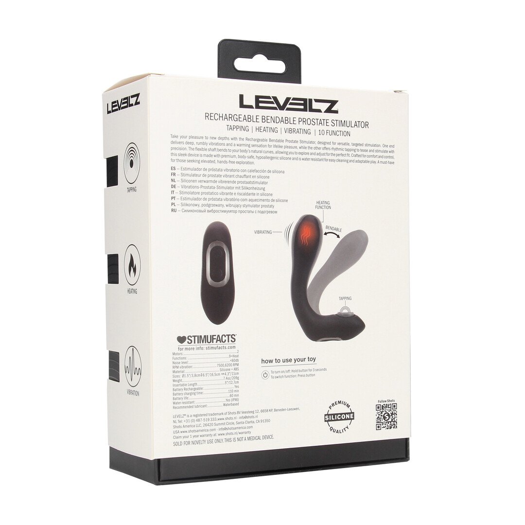 Vibrating Heating Bendable Tapping Silicone Prostate Stimulator - Black 3
