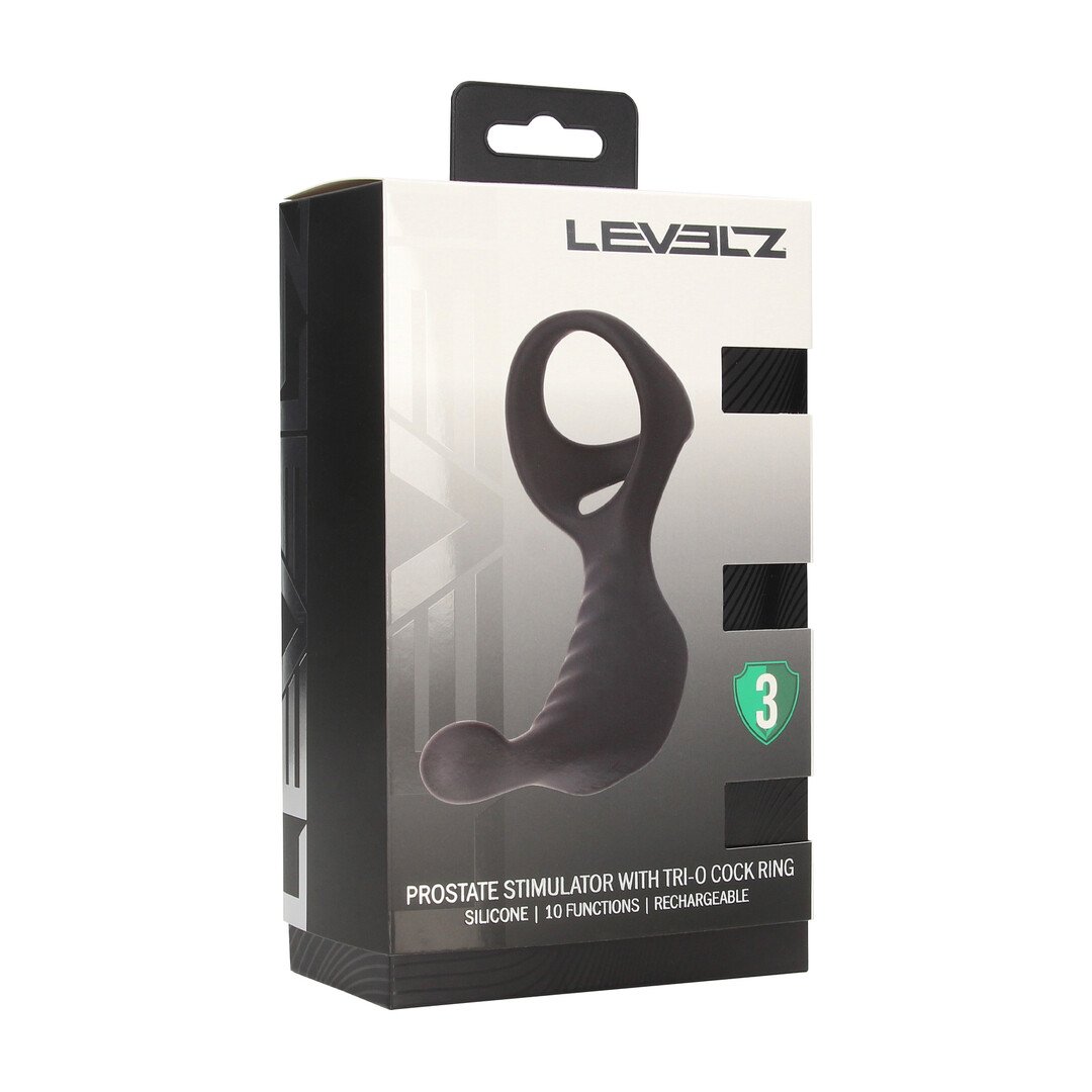 Vibrating Silicone Prostate Stimulator with Tri O Cockring - Black 2