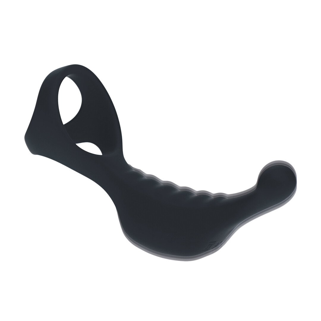 Vibrating Silicone Prostate Stimulator with Tri O Cockring - Black 5