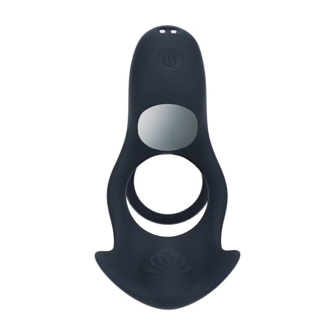 Triple Motor Vibrating Silicone Cockring - Black 4