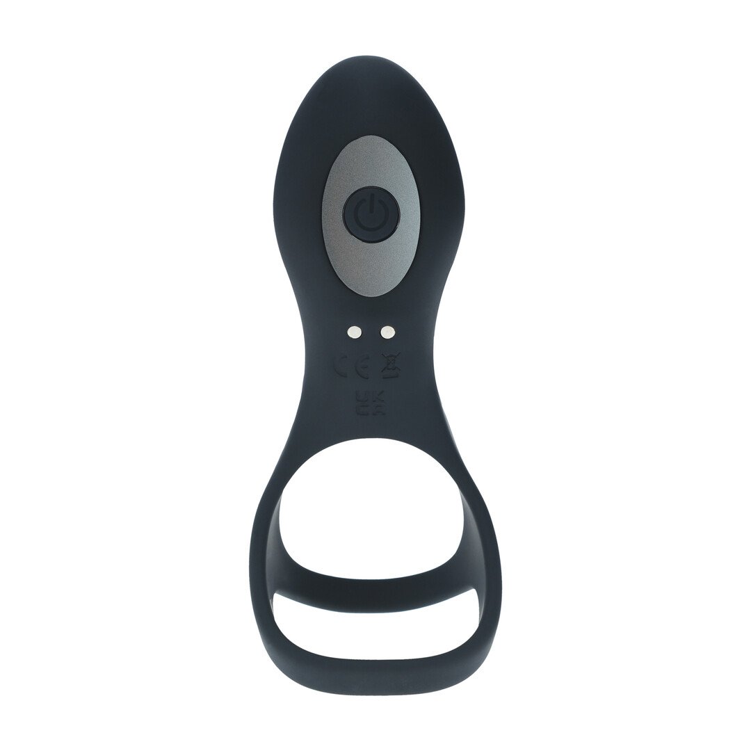 Vibrating Silicone Cock and Ball Ring with Shaft Loop - Black 5