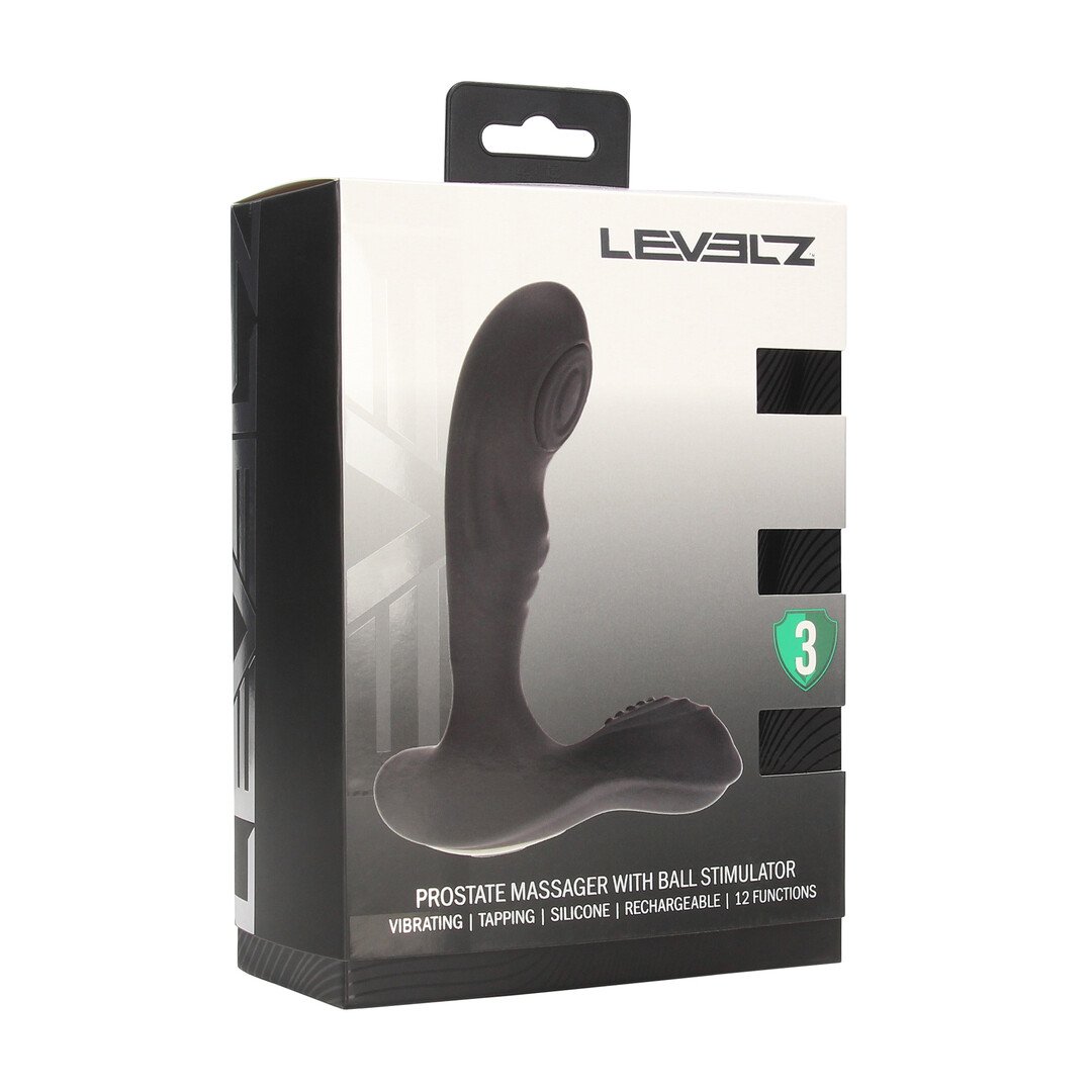 Vibrating and Tapping Silicone Prostate Massager with Ball Stimulator - Black 2