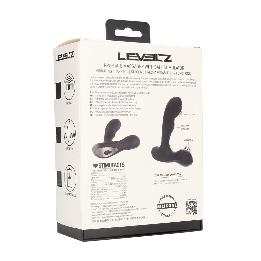 Vibrating and Tapping Silicone Prostate Massager with Ball Stimulator - Black 3