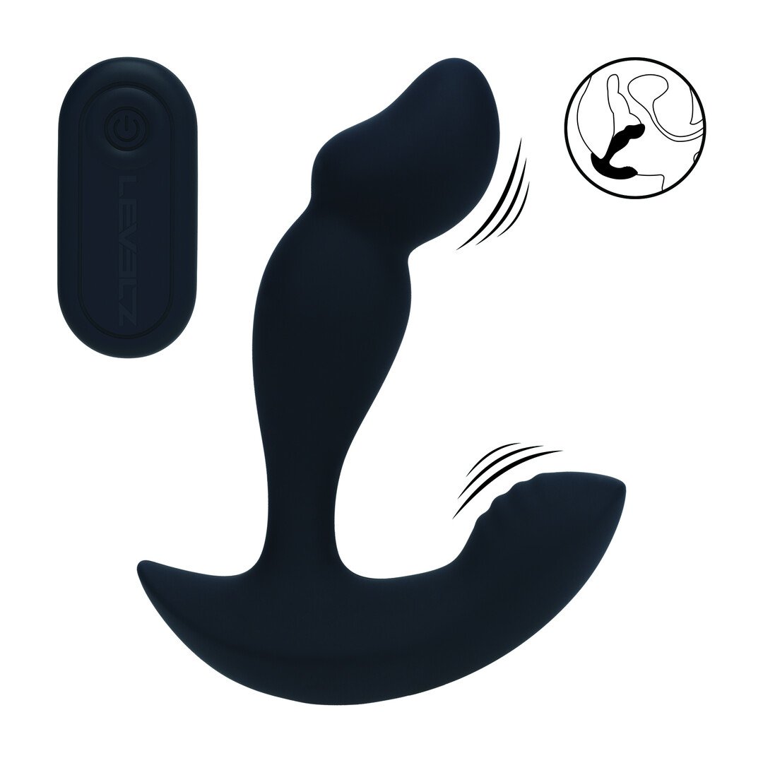Dual Motor Remote Control Dual Motor Vibrating Liquid Silicone Prostate Stimulator - Black