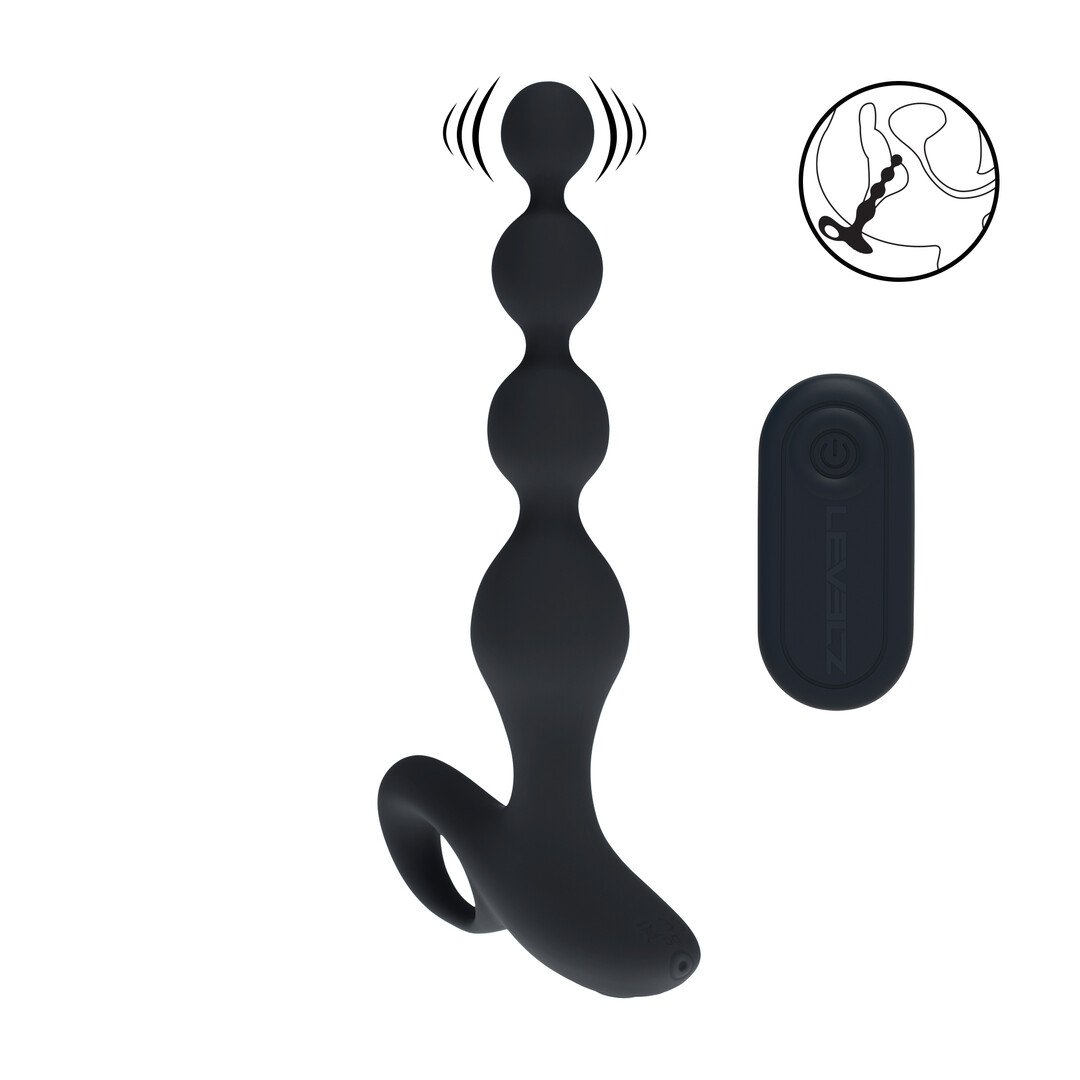Remote Control Beaded Vibrating Silicone Anal Plug - Black