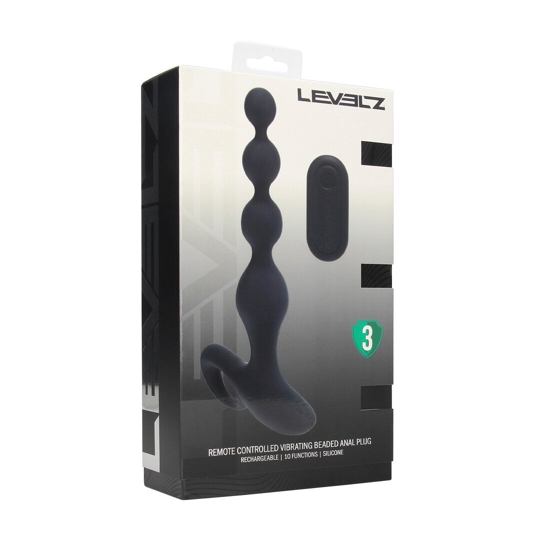 Remote Control Beaded Vibrating Silicone Anal Plug - Black 2