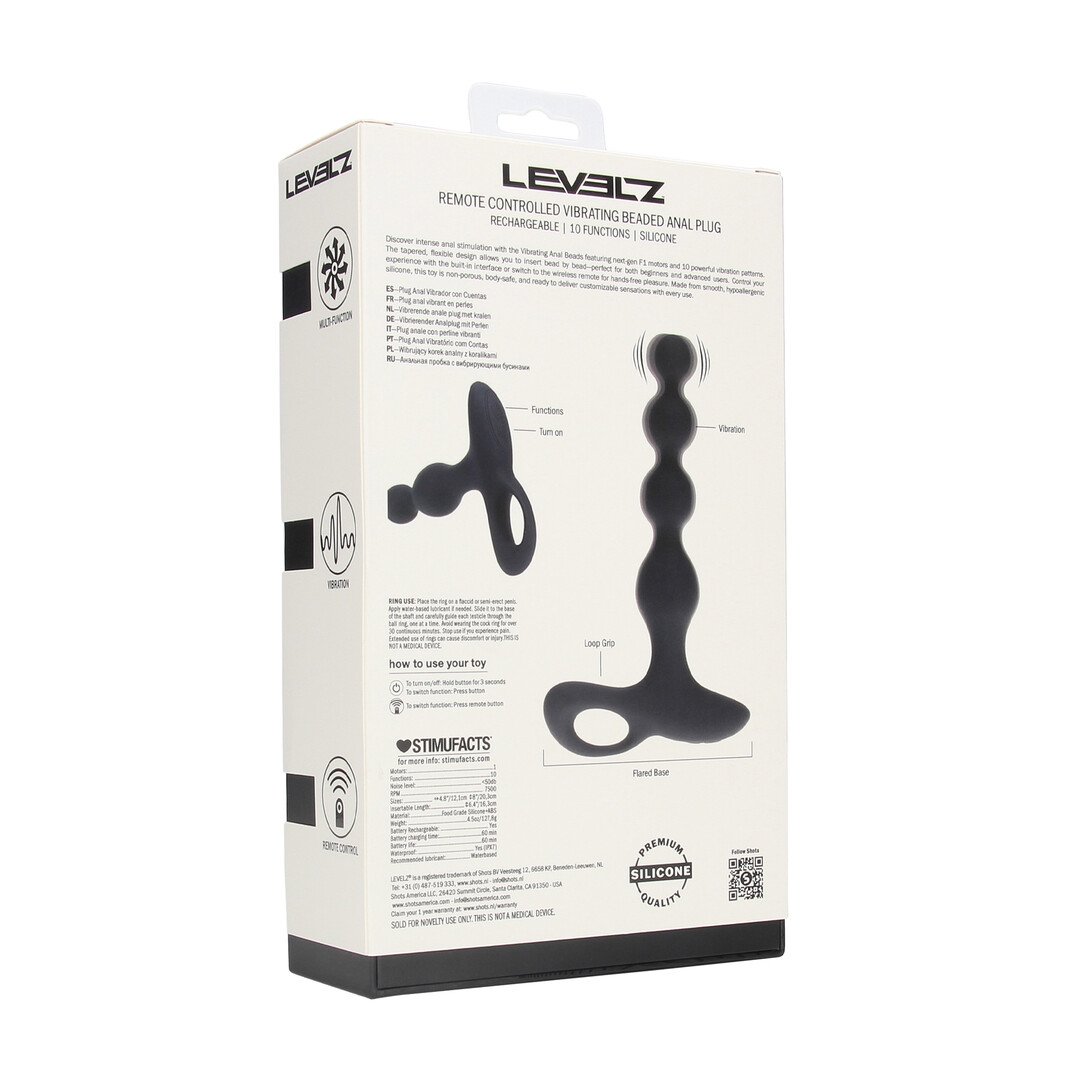 Remote Control Beaded Vibrating Silicone Anal Plug - Black 3