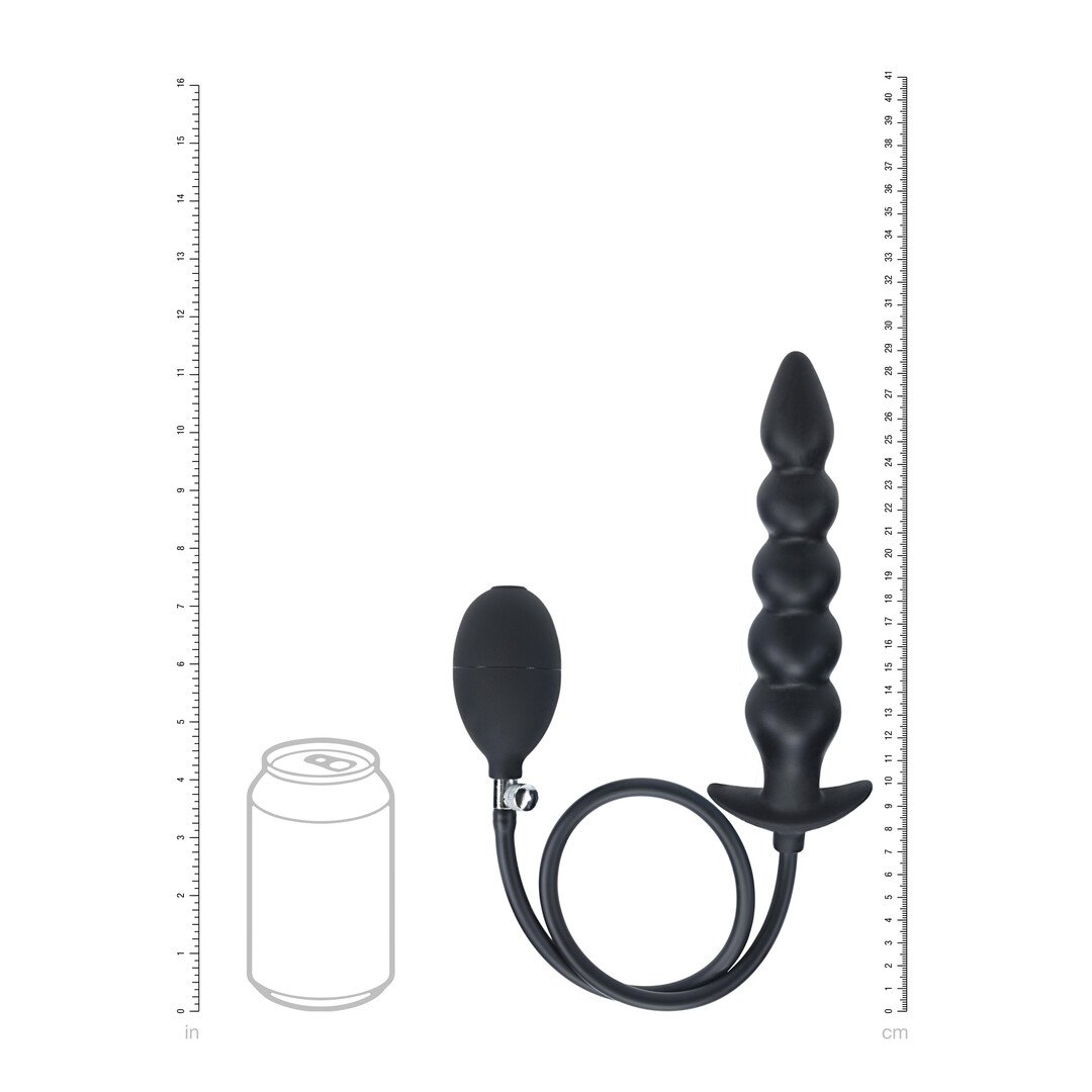 Beaded Inflatable Silicone Anal Plug - Black 6