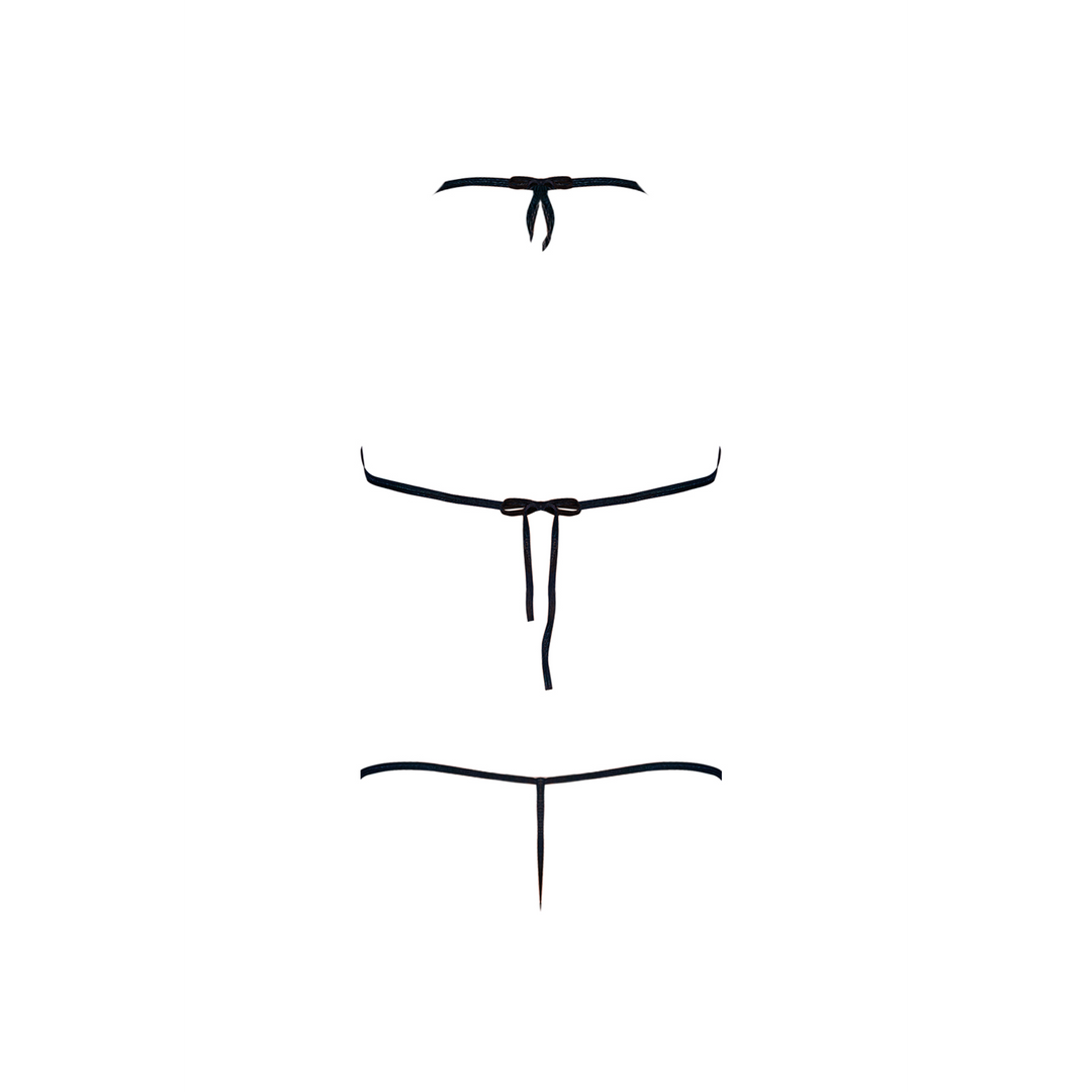 Bra and G-String Set with Straps - L/XL - Black 6
