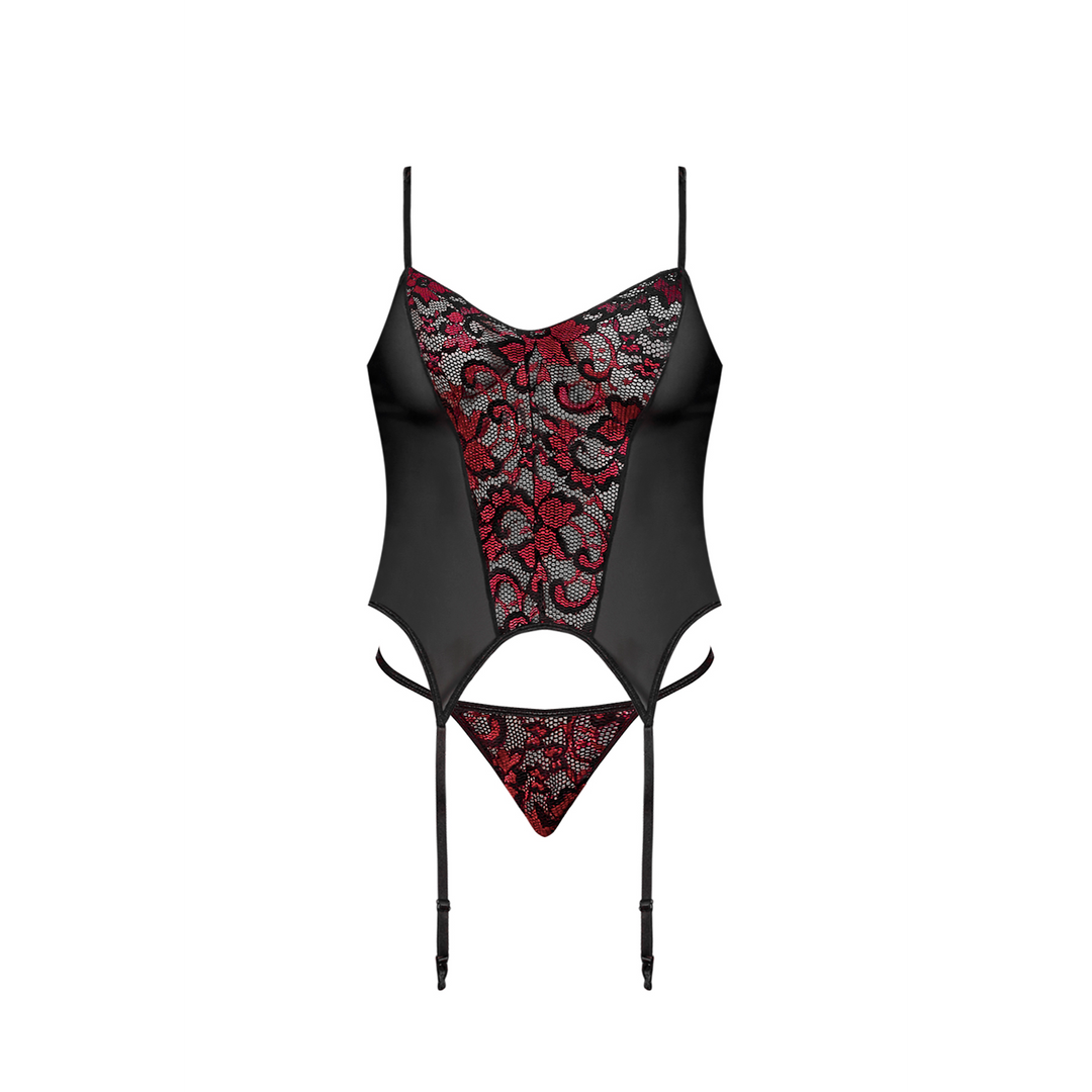 Merry Widow and G-String Set - L/XL - Black 5