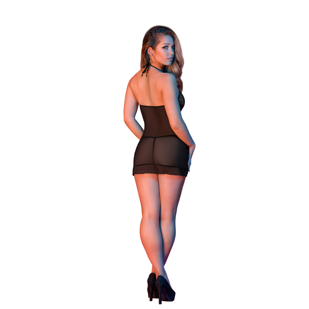 Nightgown and G-String Set - S/M - Black 4