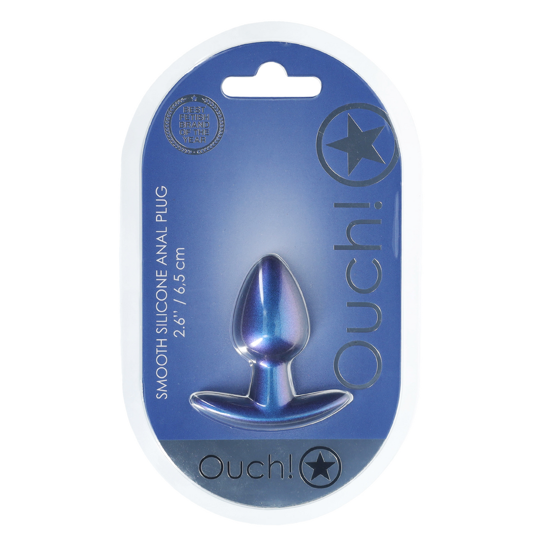 Smooth Silicone Anal Plug - Small - 2.6 / 6,5 cm - Metallic Blue 2