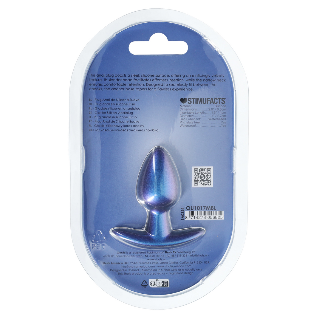 Smooth Silicone Anal Plug - Small - 2.6 / 6,5 cm - Metallic Blue 3