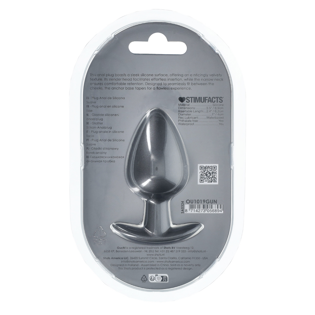 Smooth Silicone Anal Plug - Large - 3.5 / 8,9 cm - Gunmetal 3