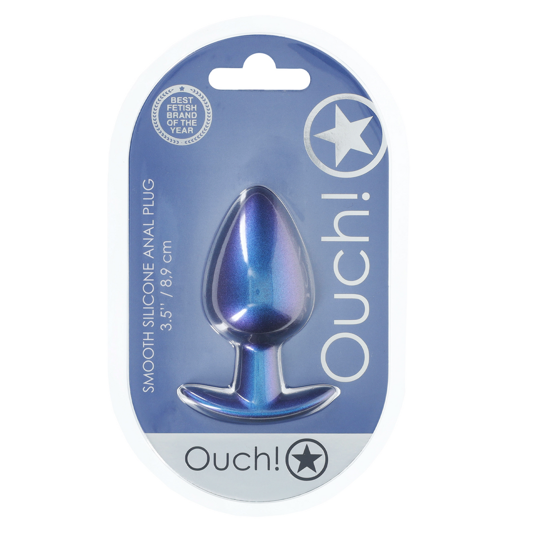 Smooth Silicone Anal Plug - Large - 3.5 / 8,9 cm - Metallic Blue 2