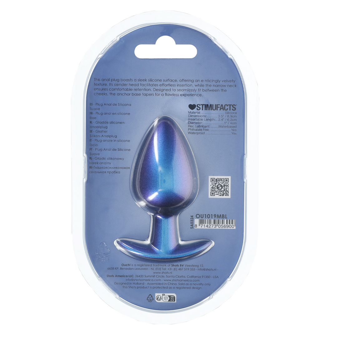Smooth Silicone Anal Plug - Large - 3.5 / 8,9 cm - Metallic Blue 3