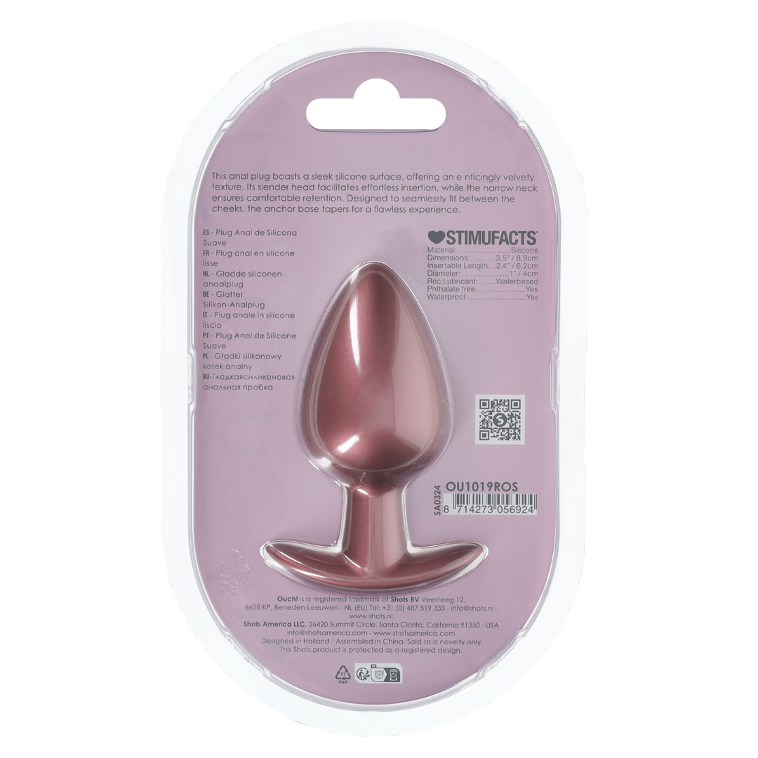 Smooth Silicone Anal Plug - Large - 3.5 / 8,9 cm - Rose Gold 3