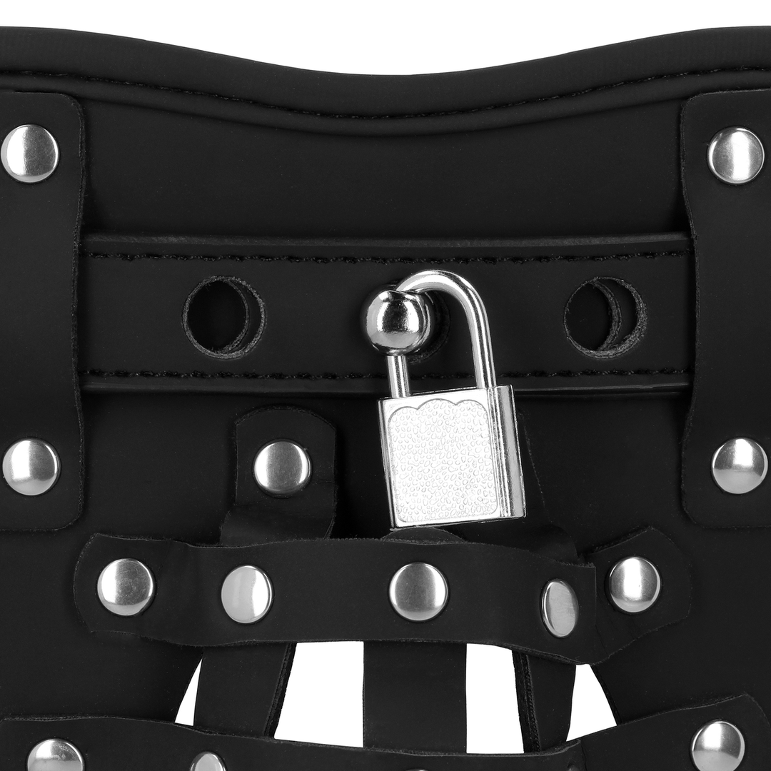 PU Leather Chastity Jock - Black 6