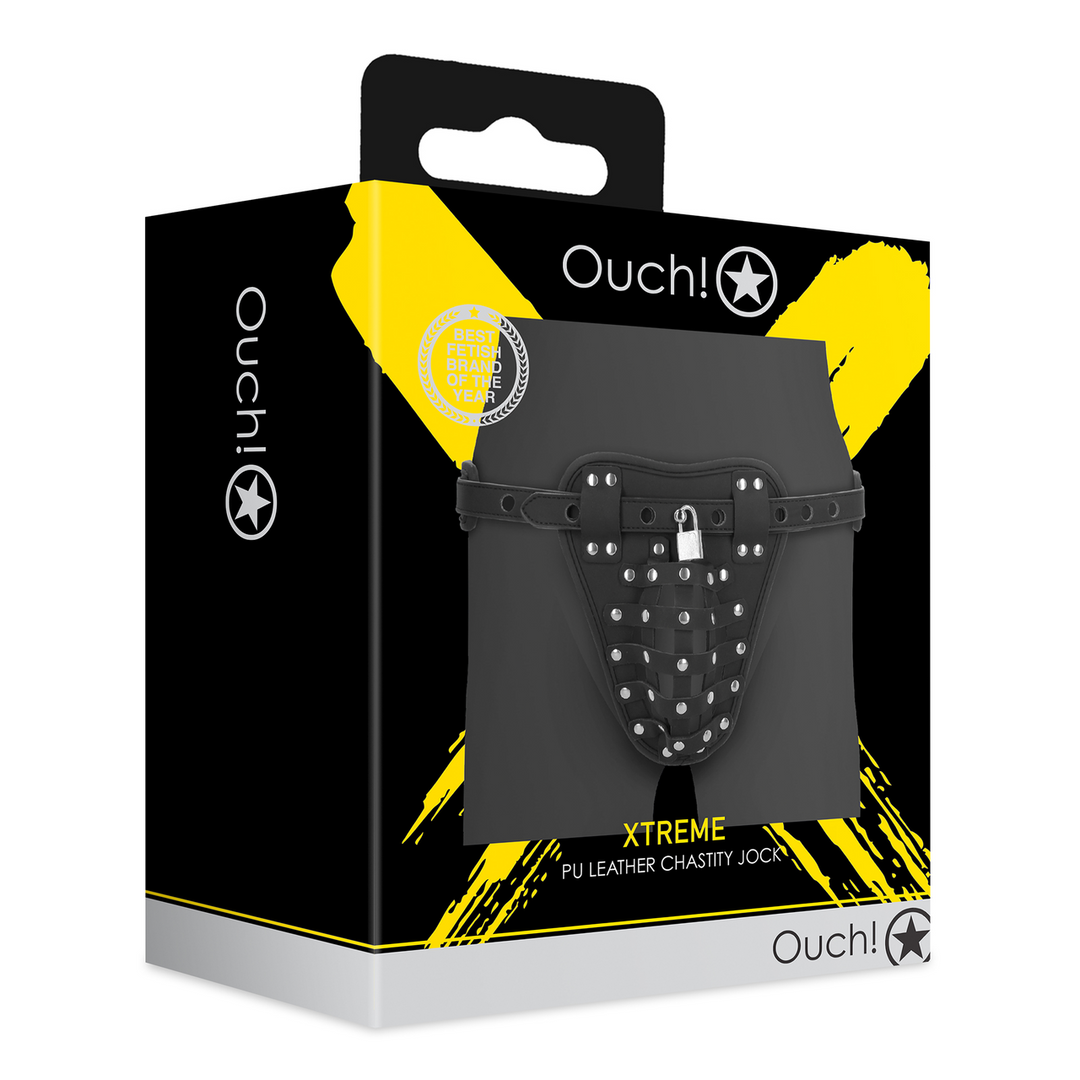 PU Leather Chastity Jock - Black 2